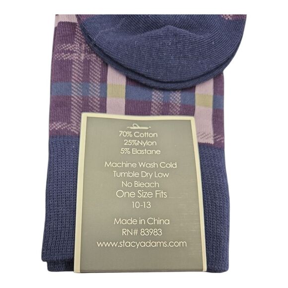 STACY ADAMS MENS WINDOWPANE DRESS SOCK. NAVY PURPLE. SAS 348-4 - Picture 3 of 3